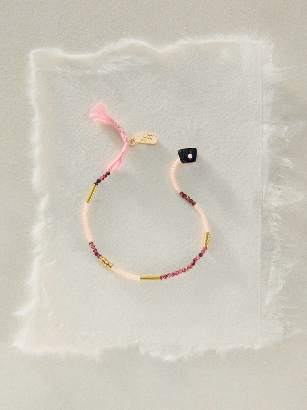 Free People muse semi - precious Green and Pink Beaded Tassel Bracelet